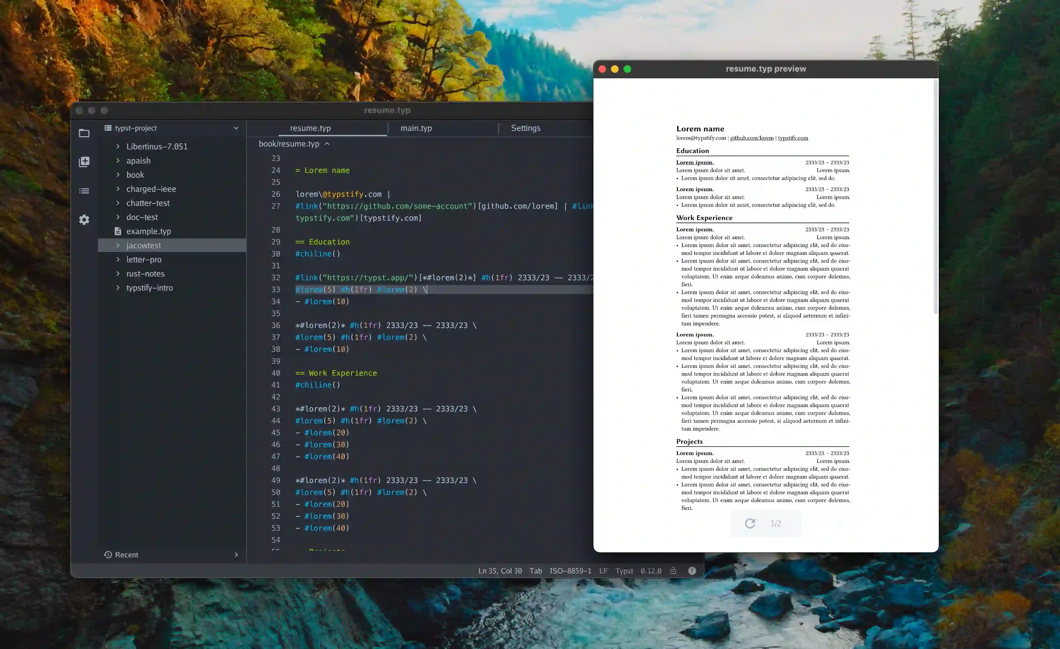 Typstify features dashboard